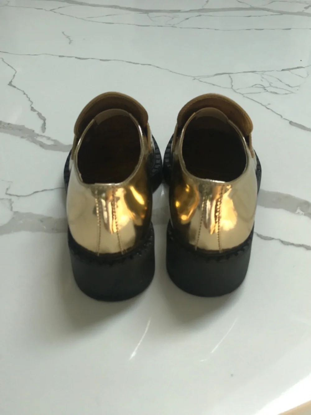 Prada Metallic Gold Loafers Sz 36